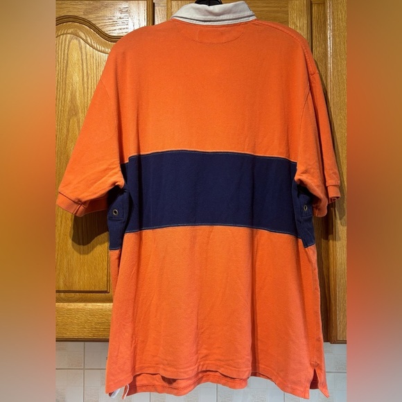 Polo Ralph Lauren Sporting Goods Orange and Navy Rugby Polo Shirt Men’s XXL - Picture 6 of 7